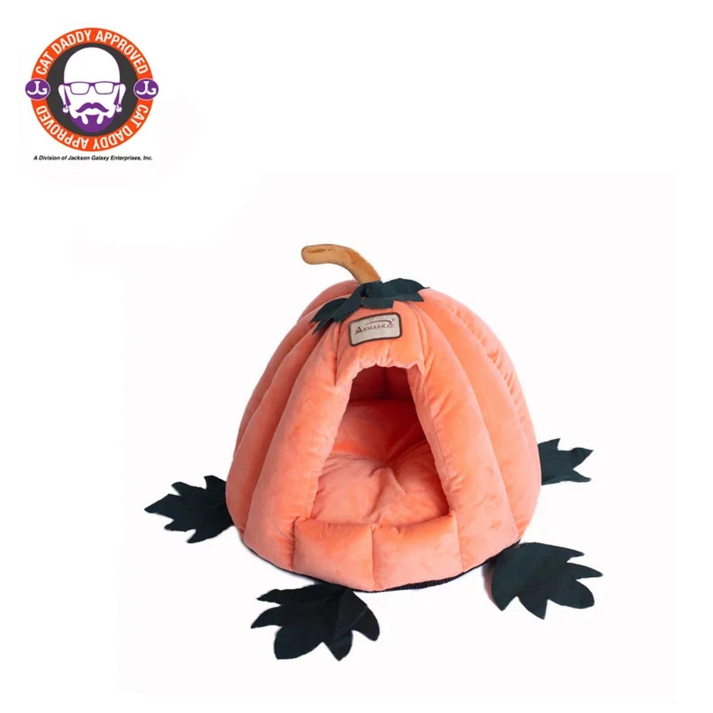 Armarkat Luxe Velvet Pumpkin-Shaped Cat Bed