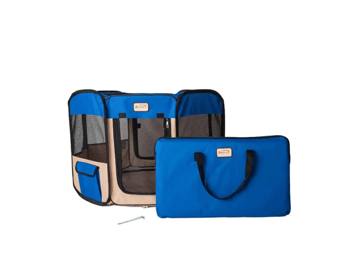Armarkat Portable Pet Playpen - Blue and Beige, 49x49x24 Inches |FREE SHIPPING  USA|