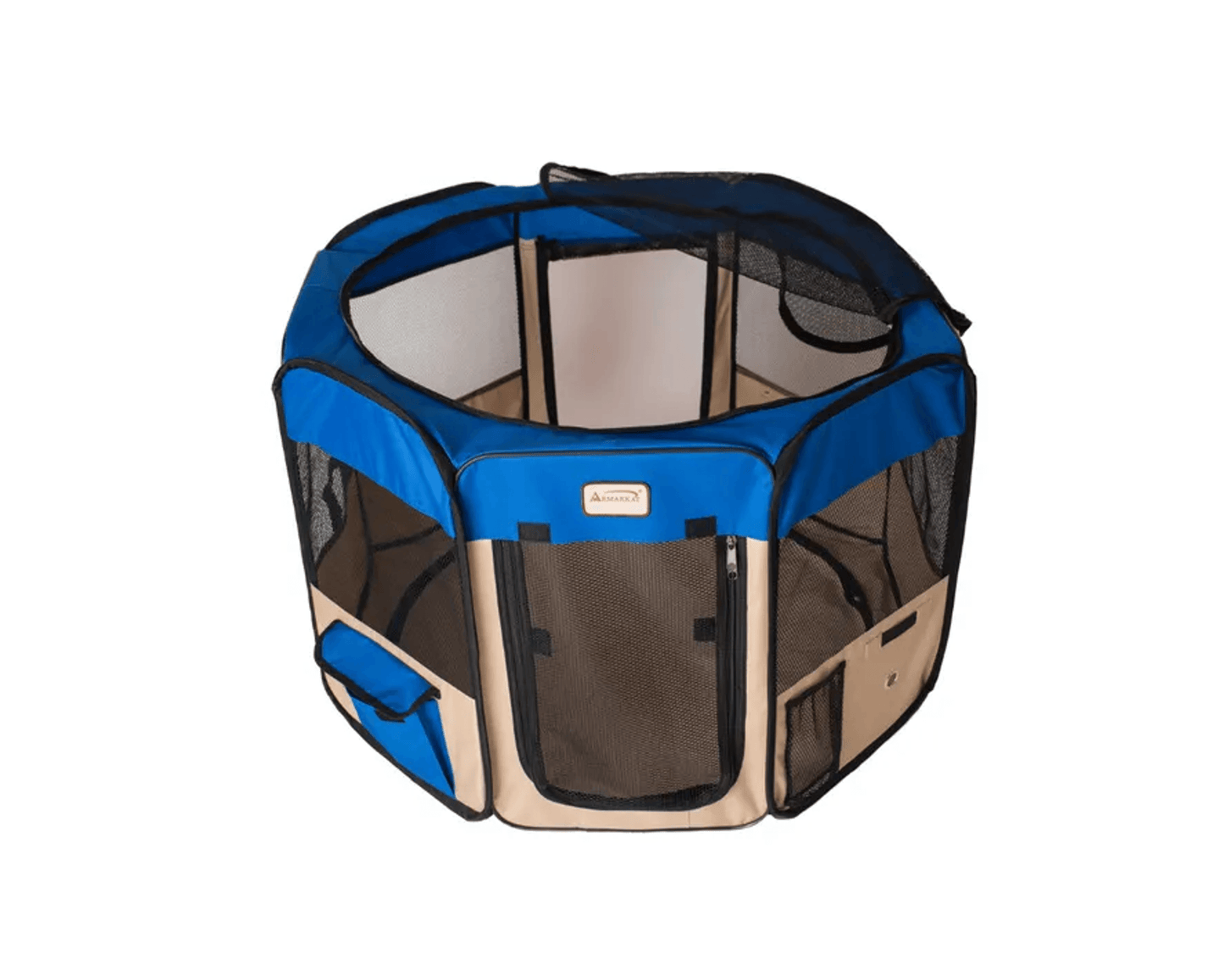 Armarkat Portable Pet Playpen - Blue and Beige, 49x49x24 Inches |FREE SHIPPING  USA|