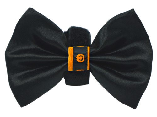 Elegant Satin Halloween Pet Bow with Pumpkin Trim