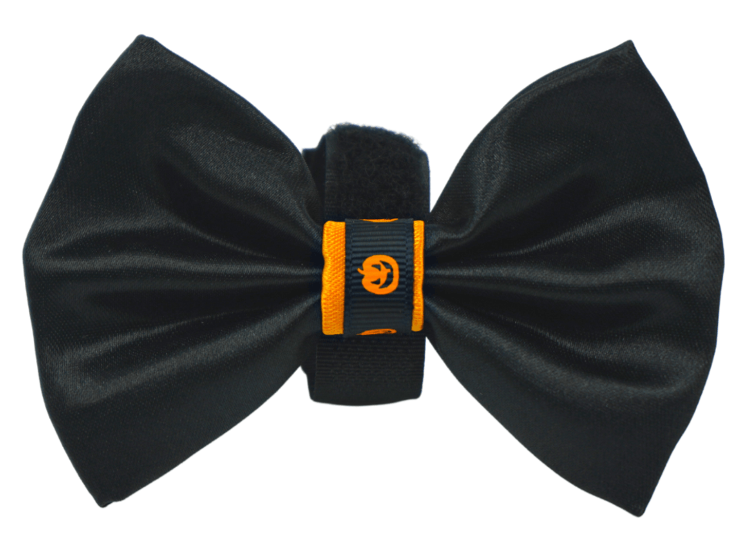 Elegant Satin Halloween Pet Bow with Pumpkin Trim
