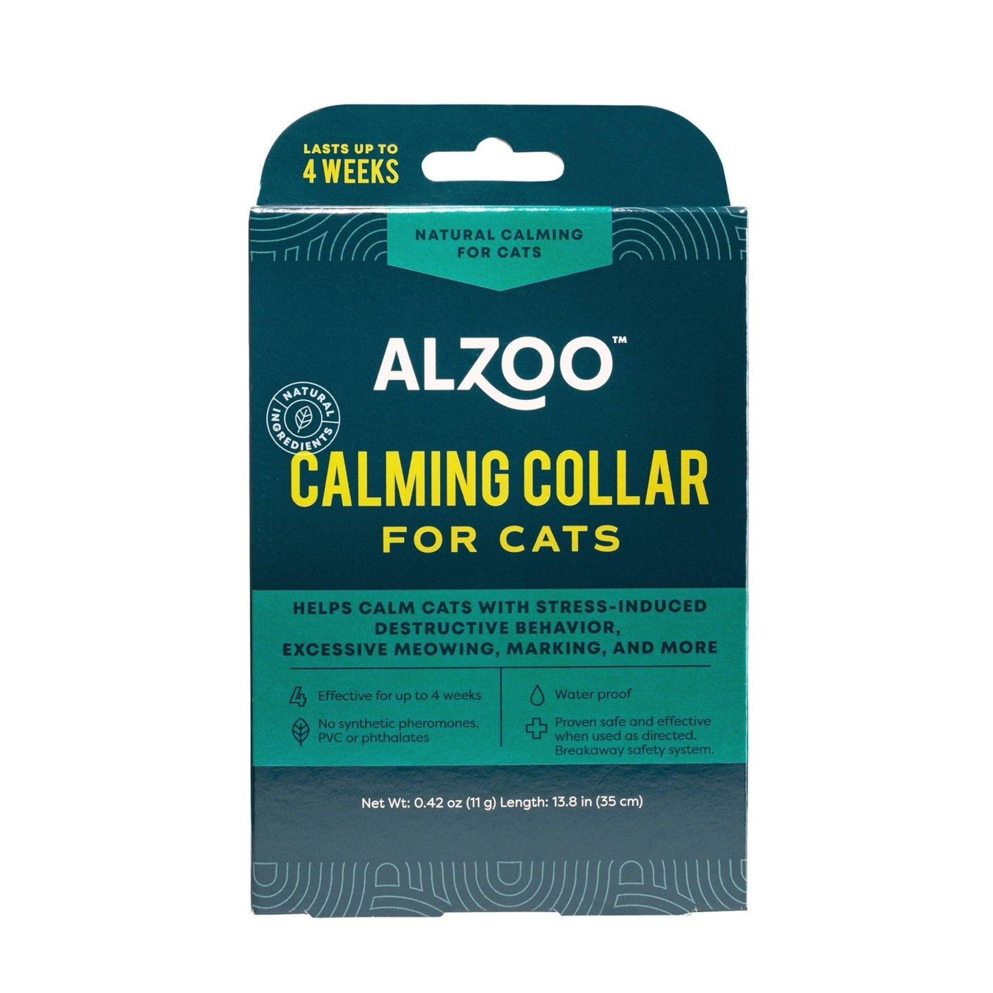 ALZOO Plant-Based Calming Collar for Cats - Stress Relief & Anxiety