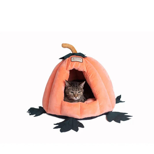 Armarkat Luxe Velvet Pumpkin-Shaped Cat Bed